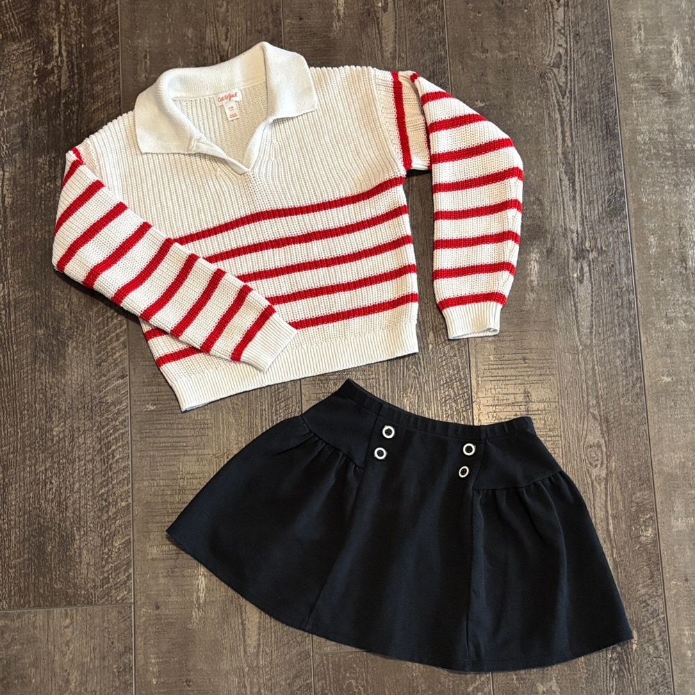 Gymboree skirt & Striped Sweater size 8